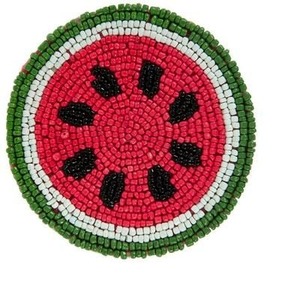 Sous-verre rond en résine perlée avec motif pomme rouge, style dessin animé, durable, imperméable, peint, protection de table promotionnelle - Product Image 3