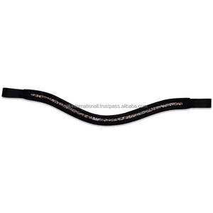 Banda Ecuestre para cejas de alta calidad, cristales de brida de cuero, canal vacío decorativo, banda para cejas de caballo de cuero con botón a presión - Product Image 1