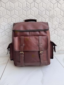 Latest Designer Genuine Leather Leather <b>Backpack</b> Vintage Style Softback Real Leather Laptop Bag School Use Hasp Closure Unisex - Product Image 5