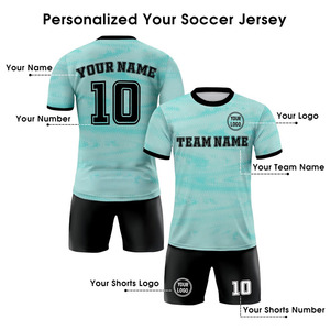 Camiseta de fútbol juvenil, uniformes de equipo personalizados, 100% poliéster, uniforme de fútbol azul claro - Product Image 2