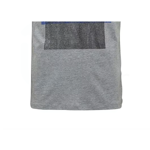 T-shirt gris à manches courtes et col rond pour homme avec motif géométrique bleu imprimé - Product Image 5
