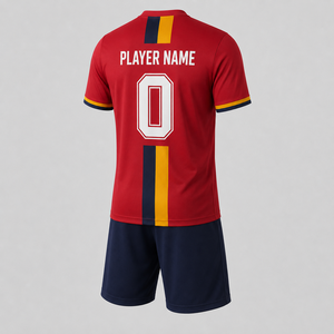 Ensemble Maillot et Short de Football Personnalisé Rouge Bleu Marine Jaune Respirant Anti-Transpiration 100% Polyester Tenue d'Équipe de Football pour Hommes Toutes Tailles - Product Image 4