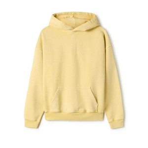 High Quality Custom Logo 300g Heavyweight 100% Cotton Fleece Yellow Winter Pullover <b>Hoodie</b> <b>Plain</b> Acid Wash Men Streetwear OEM - Product Image 1