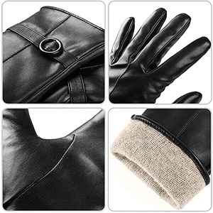 Gants de travail en cuir résistants avec écran tactile - Coupe-vent, respirants et écologiques pour une utilisation quotidienne en extérieur, unisexes - Product Image 4