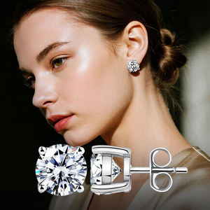 เครื่องประดับชิริไลค์ ต่างหูเพชรทรงสี่เหลี่ยม 3 กะรัต ชุบทอง 14K เพชรเพาะเลี้ยงในห้องปฏิบัติการ IGI ระดับ VVS คุณภาพสูง ดีไซน์หรูหรา ติดตั้งด้วยขา 4 ขา - Product Image 1
