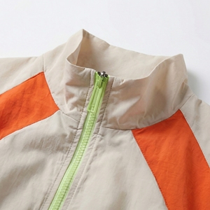 Beige Orange Block <b>Utility</b> <b>Vest</b> | Neon Zip Stand Collar Windbreaker <b>Vest</b> | Oversized Sleeveless Jacket | Custom OEM Manufacturer - Product Image 3
