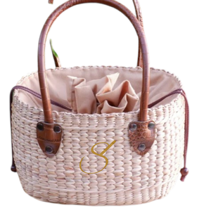 Panier de rangement en jacinthe d'eau avec poignée en cuir PU - Product Image 3