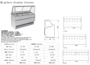 Réfrigérateur à glaces italien CE 9 Pan avec dégivrage <span class=keywords><strong>automatique</strong></span> et éclairage LED -18°C ° Vitrine Réfrigérée pour Gelato Italien - Product Image 2