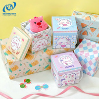 Boîte cadeau personnalisable Sugar Day avec poignée-Emballage mignon avec poignée en corde de 10x10cm pour événements et vente au détail (rose)