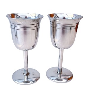 Copas de Vino Plateadas Martilladas Hechas a Mano de Primera Calidad, Juego de 2, Artículos de Bebida de Metal de Lujo para el Hogar, Hotel y Bar, en Oferta - Product Image 3