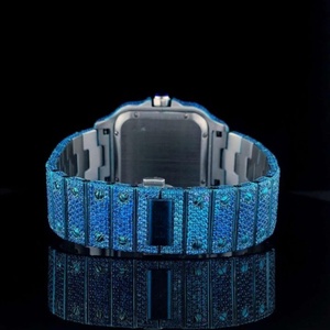 Reloj Azul Rey con Incrustaciones de Diamantes, Cuadrado, Totalmente Cubierto de Diamantes, Automático, Estilo Hip Hop de Lujo para Hombre, Reloj de Joyería Premium con Cristal de Zafiro - Product Image 6
