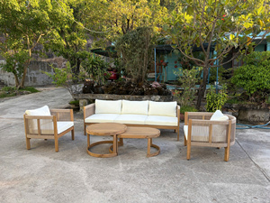 Ensemble de canapé et table en bois d'extérieur moderne avec chaises pour jardin et balcon - Product Image 5