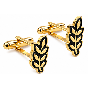 Pin de Solapa Masónico Personalizado con Hoja de Acacia, Chapado en Oro, Esmalte Negro, Accesorio Formal para Camisa de Logia Azul - Product Image 1