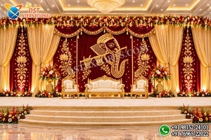 Beautiful Peacock Wedding Stage <b>Backdrop</b> for Haldi Ceremony & Sangeet Wedding Event <b>Backdrop</b> Decor Curtains Drapes USA - Product Image 3