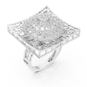 แหวนหมั้นเพชรทรงกลมเพาะเลี้ยงในห้องปฏิบัติการทองคำขาว 14K สำหรับผู้หญิง |   เพชรที่เพิ่งเพาะเลี้ยง - Product Image 2