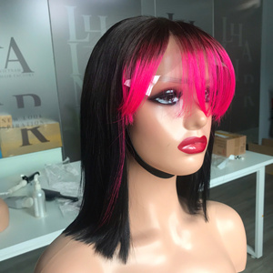 Precio al por mayor 100% Raw Virgin Vietnamita Humano Encaje Peluca Trama Hueso Recto Negro Rosa Color Super Doble Extensiones de cabello - Product Image 1