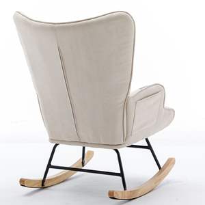 Fauteuil à bascule patchwork confortable de 36,6 pouces avec accoudoirs et pieds en bois massif pour salon - Product Image 6