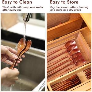 Ensemble de cuillères à thé en bois de qualité supérieure, réutilisables, durables, cuillères doseuses pour café et sucre, outil de cuisine pour un usage quotidien - Product Image 6