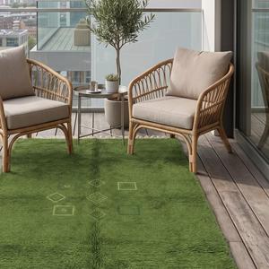 Tapis en laine noué à la main de style classique floral de qualité supérieure, vert, rectangulaire, avec franges, pour salon, chambre à coucher, décoration de la maison - Product Image 3