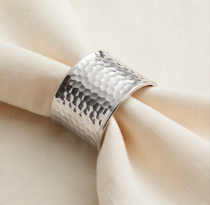 Anneau de serviette en acier inoxydable martelé, porte-serviettes semi-circulaire en métal pour la décoration de table et l'usage domestique - Product Image 5