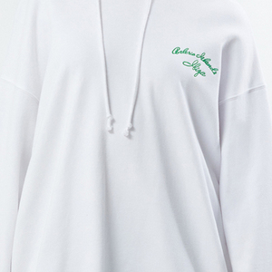 Sudadera con Capucha Blanca para Mujer, Logotipo Bordado en la Manga Izquierda, Estilo Casual, Manga Larga, Tejido de Algodón, Ropa de Otoño - Product Image 3