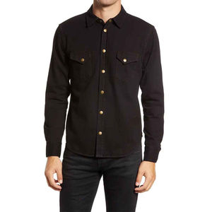 Chemise en jean pour homme personnalisée, à bouton unique, respirante, anti-rétrécissement, 260g, col rabattu, haute qualité, manches longues, 100% printemps - Product Image 2