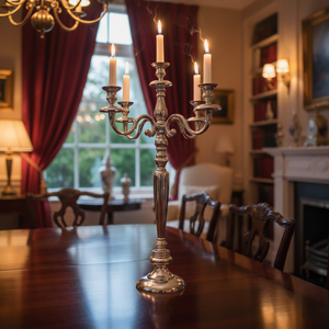 Vente directe d'usine grand candélabre bougeoir en métal fait à la main personnalisé pour la pièce maîtresse de table de noël nickelé - Product Image 4