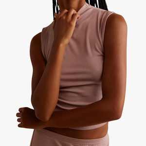 Women's Sleeveless Turtleneck Top With High Waist Midi <b>Skirt</b> Set Solid Color Knitted Spandex Modal Minimalist Style All Seasons - Product Image 3