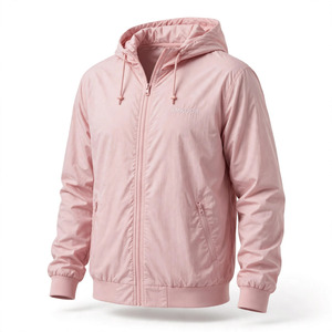 Unisex Custom Color Hooded Windproof <b>Jacket</b> Casual <b>Zipper</b> Closure Solid Color Polyester Spring Lightweight <b>with</b> <b>Pockets</b> - Product Image 4