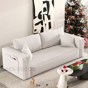 Genoa Canapé moderne 3 places personnalisable avec rangement latéral Canapé fonctionnel minimaliste pour le salon Fabriqué sur mesure 15kg - Product Image 1