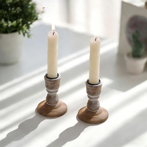 Handmade Natural Acacia Wood Candle Stand Antique Design Decorative Candle Holder for Home Table Decor & Homeware - Product Image 1