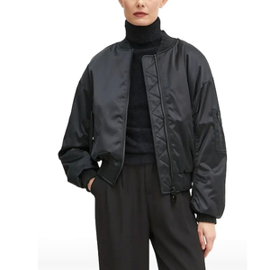 Wholesale Manufacturing 100% Top High Quality Custom Color Women Satin Jacket Custom Made Women Satin Jacket - Product Image 1