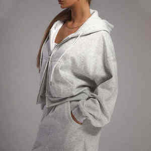 Conjunto Deportivo de Invierno para Mujer, Talla Grande, Color Sólido, 100% Algodón, Sudadera con Capucha y Pantalones Jogger de Dos Piezas - Product Image 2