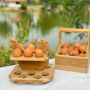Wooden Chicken Shape <b>Egg</b> Holder 12 Slots <b>Eco</b>-Friendly Dishwasher Safe Freezer Safe Fresh <b>Eggs</b> Storage Display Kitchen Organizer - Product Image 4