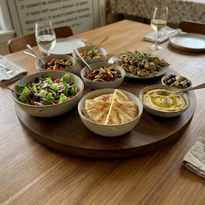 Wood Double Tier Rotating <b>Tray</b> Smooth-Spin Lazy Susan for Tabletop <b>Spice</b> Serving - Product Image 1