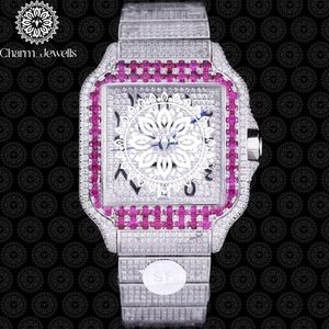 Charm_Jewells Luxury Stainless Steel Square <b>Watch</b> With Diamond Bezel Sapphire Crystal Date Display <b>Mechanical</b> Movement Unisex - Product Image 6