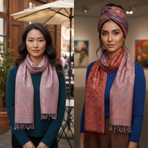 Collection Designer – Écharpe longue 100 % soie pour femme – Réversible, durable et respirante pour une utilisation polyvalente (fêtes et voyages) - Product Image 2
