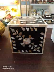Celestial Pearl Tissue Holder Premium Mother of Pearl Shell Mosaic Inlay Box with Custom Pattern for Modern Luxury Decor - Product Image 2