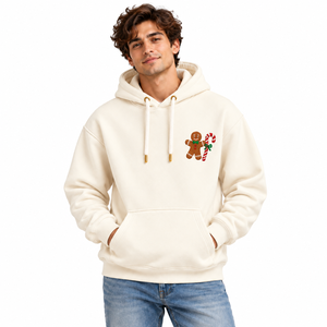Men's <b>Christmas</b> Cream Pullover <b>Hoodie</b> Gingerbread Candy Cane Graphic Fleece Sweatshirt Casual Winter Holiday Streetwear - Product Image 1