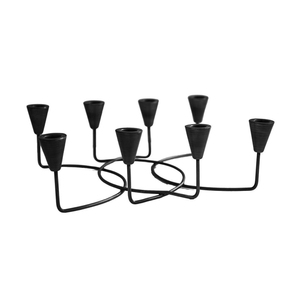 Modern Style <b>Black</b> 8 Light Cup Candelabra Elegant Metal Taper <b>Candlestick</b> Holder Centerpiece For Dining Weddings & Events - Product Image 3