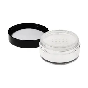 20ml ABS PMMA Acrílico Preto Brilhante Rodada Screw Cap SAN PET Clear Cilindro Single Wall Loose Powder Jar PE Sifter (INH20T)