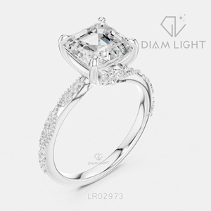 Bague élégante en diamant de laboratoire taille Asscher 2,66 carats en or blanc 14 carats, certifiée IGI, couleur F+, clarté VS+, bijoux fins pour femmes - Product Image 2