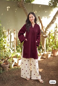 Ensemble pantalon palazzo et haut brodé à manches longues en rayonne pour femme, col en V, toutes saisons, décontracté, 2 poches latérales, infroissable, séchage rapide - Product Image 3