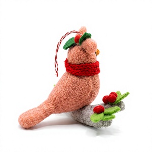 Best Himalaya Handmade Eco-Friendly Felt Owl Christmas Decoration Set <b>Red</b> <b>Scarf</b> Berries Wall Hanging Indoor Holiday Ornament - Product Image 5