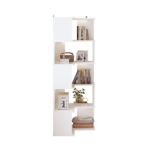 Espositore angolare a 5 livelli a forma di L in truciolato bianco, da terra, 60x60x165 cm - Product Image 5