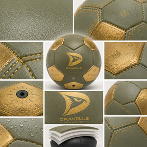 Ballon de football de luxe taille 5 vert sauge et or brodé avec logo personnalisé |   Ballon de match premium cousu à la main à 32 panneaux pour les équipes d'élite - Product Image 4