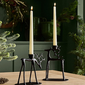 Portavelas de Reno Esculpido en Bronce, Soporte para Velas de Ciervo Hecho a Mano en Aluminio Fundido, Decoración Navideña para el Hogar - Product Image 2