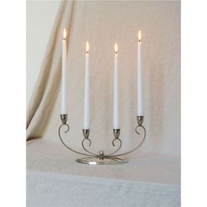 Candelabro Metálico Elegante de 4 Brazos, Plateado, Centro de Mesa, Portavelas de Lujo para Bodas, Decoración del Hogar, Suministros para Hostelería, Venta al Por Mayor - Product Image 1