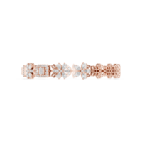 Bracelet de luxe en or rose 18 carats avec diamants de laboratoire, motif floral, diamants taille émeraude et marquise, design à maillons floraux, cadeau