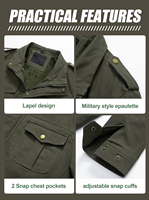 Veste décontractée pour homme en mélange polyester/coton, tricotée, brodée, coupe ample, col montant, respirante, coupe-vent, doublée laine, à bouton unique
